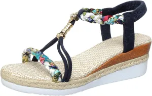 Women's Beige Woven Wedge Sandals  Braided Ankle Strap with Chain Accent  Eco-Chic Summer Casual Shoes