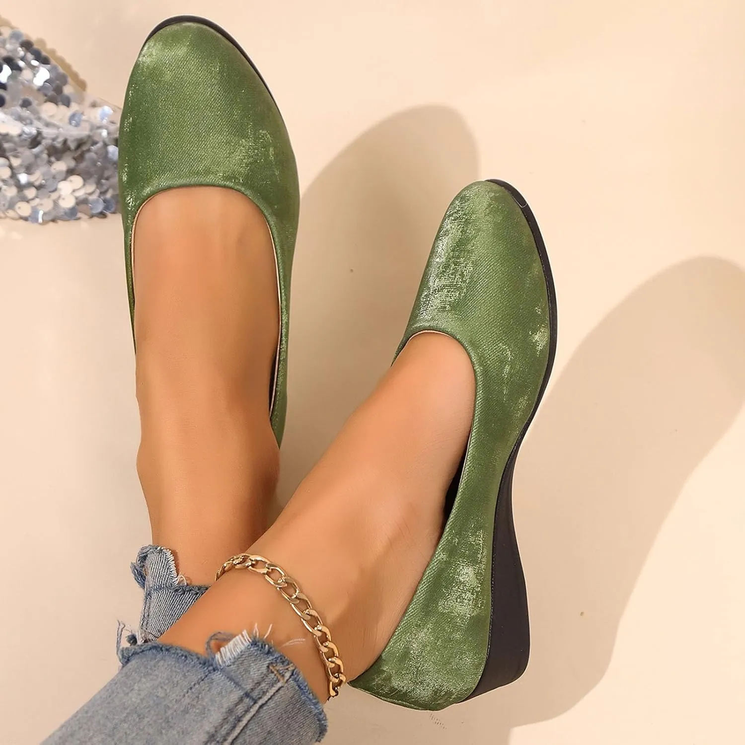 Women's Casual Shoes for Everyday Wear Sleek Satin Design Closed Toe and Heel Comfortable Wedge Wide Summer Shoe