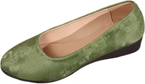 Women's Casual Shoes for Everyday Wear Sleek Satin Design Closed Toe and Heel Comfortable Wedge Wide Summer Shoe