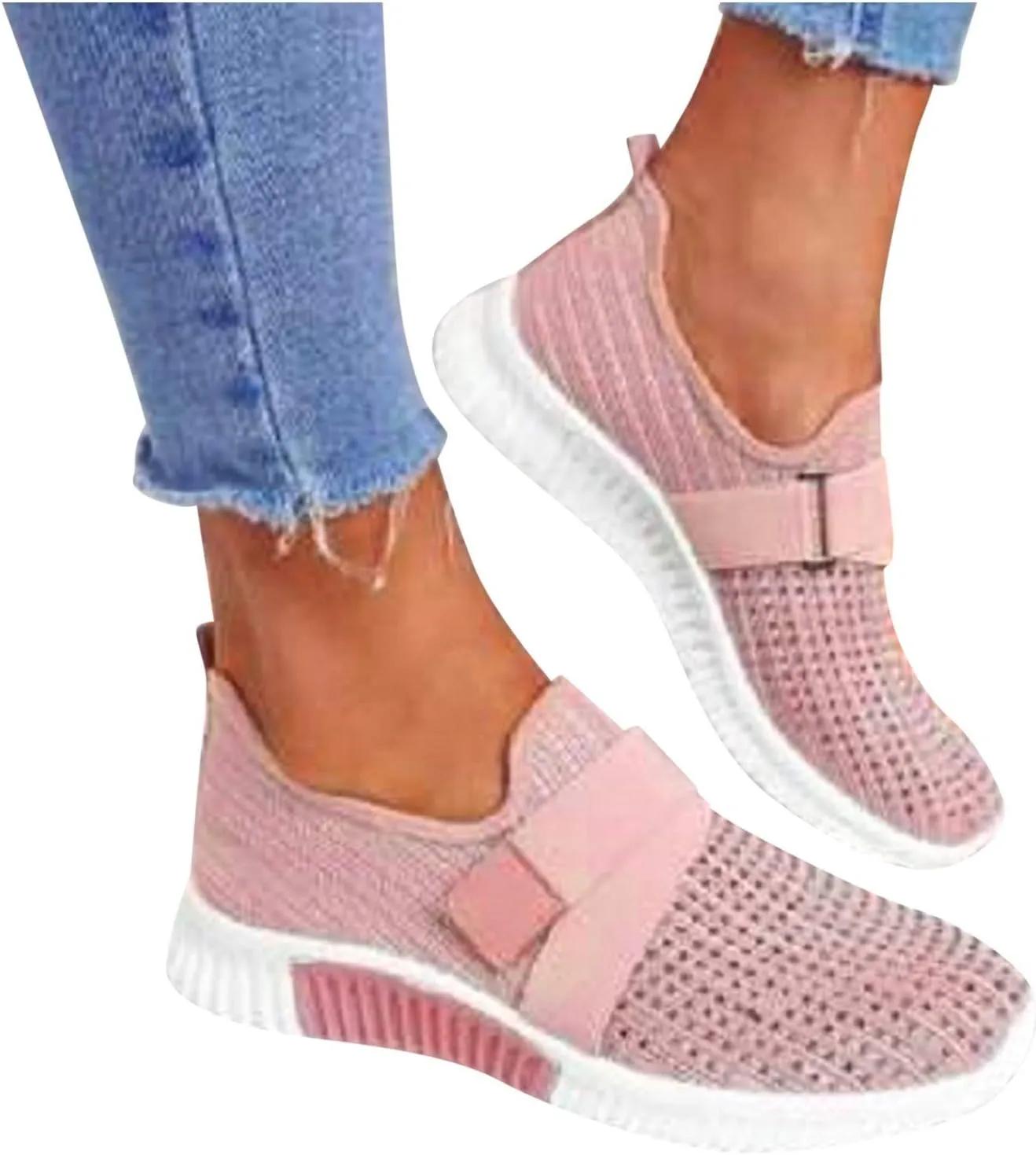 Women's Fashion Sneakers Lace Up Breathable Casual Waking Shoes Comfortable Tennis Shoes for Women Trendy Loafers for Women 2024 Slide On Sneakers for Women