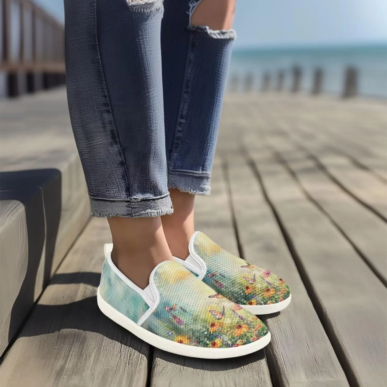 Women's Shoes Flats Casual Walking Shoes Women Slip On Sneakers Ladies Colorful Shoes