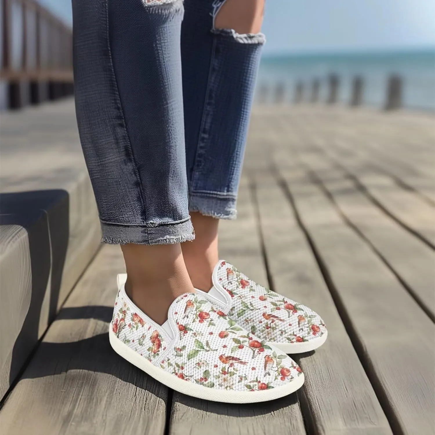 Women's Shoes Flats Casual Walking Tennis Shoes for Women Comfy Mesh Womens Slip On Shoes Casual Wide Ladies Non Slip Shoes