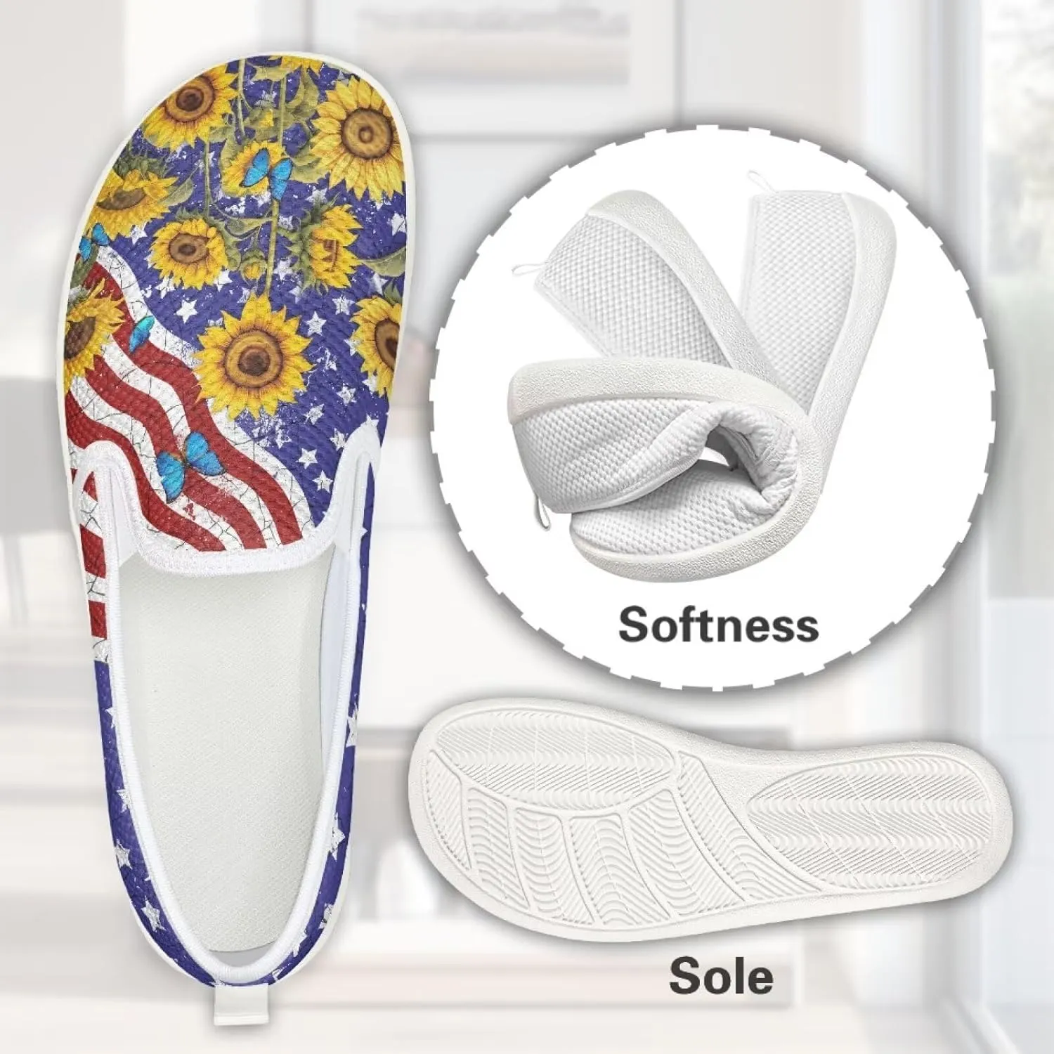 Women's Shoes Flats Casual Walking Tennis Shoes for Women Comfy Mesh Womens Slip On Shoes Casual Wide Ladies Non Slip Shoes