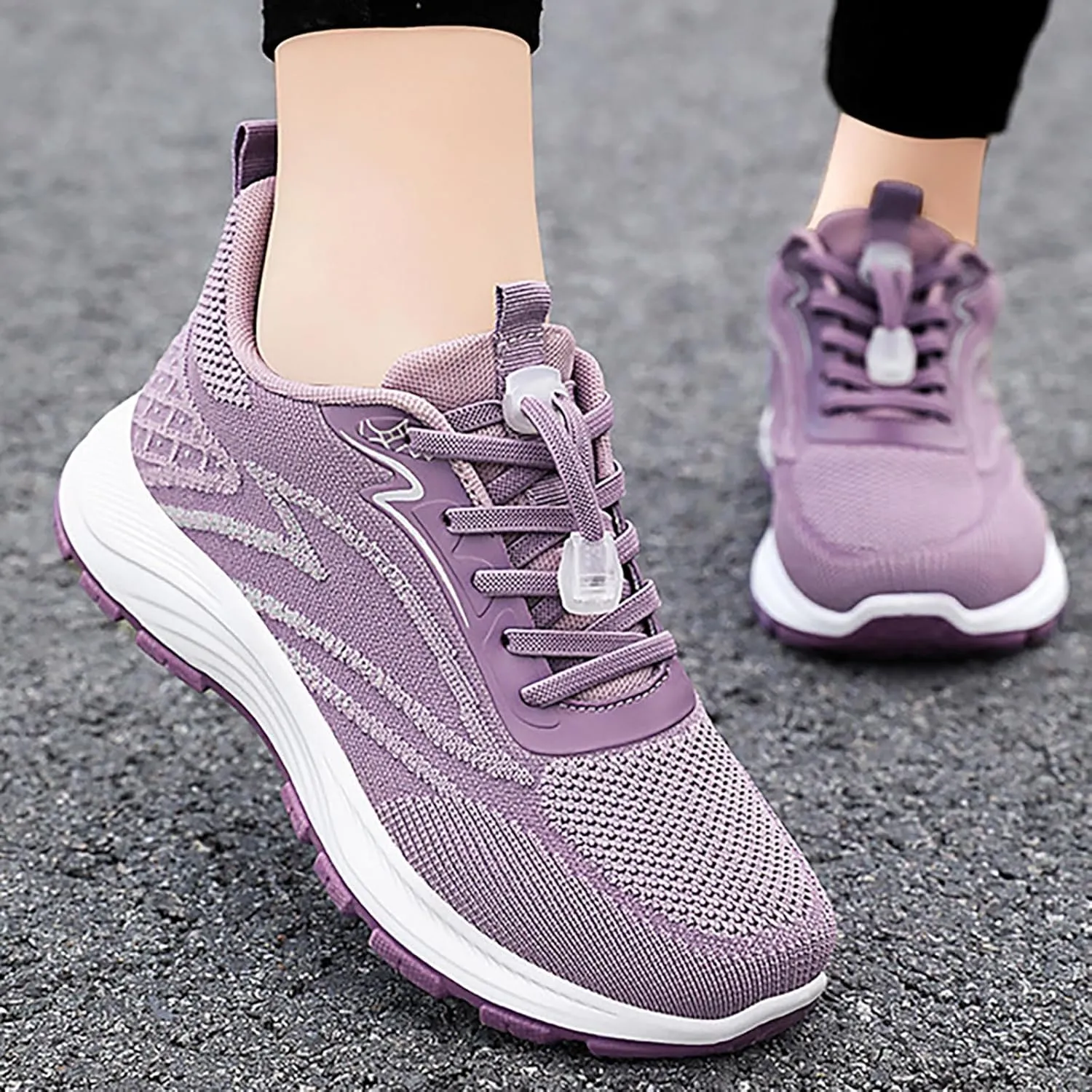 Women's Slip on Walking Shoes Comfy Knitted Non Slip Comfortable Running Shoes Breathable Mesh Sports Workout Tennis Shoes Lightweight Fashion Sneakers