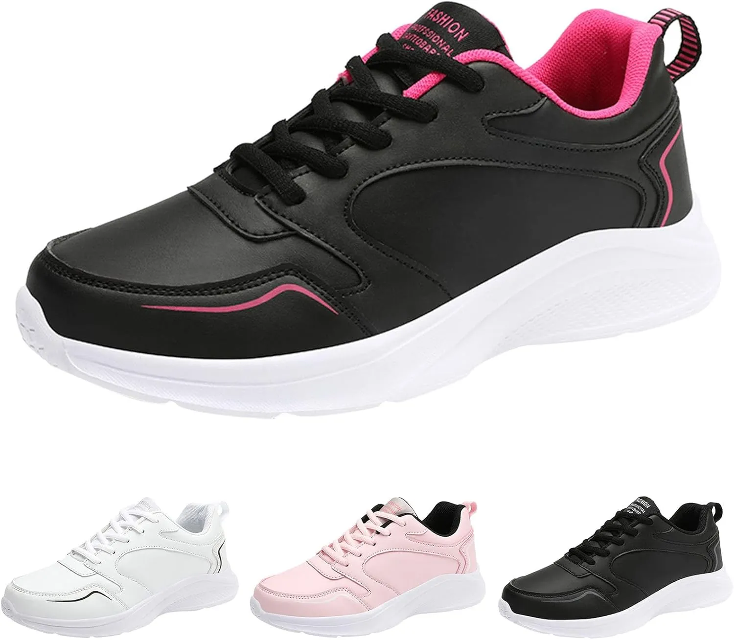 Women's Slip on Walking Shoes Comfy PU Leather Non Slip Arch Support Running Shoes Breathable Mesh Sports Workout Tennis Shoes Lightweight Fashion Sneakers