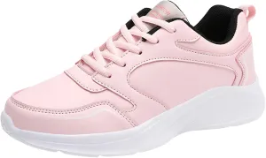 Women's Slip on Walking Shoes Comfy PU Leather Non Slip Arch Support Running Shoes Breathable Mesh Sports Workout Tennis Shoes Lightweight Fashion Sneakers