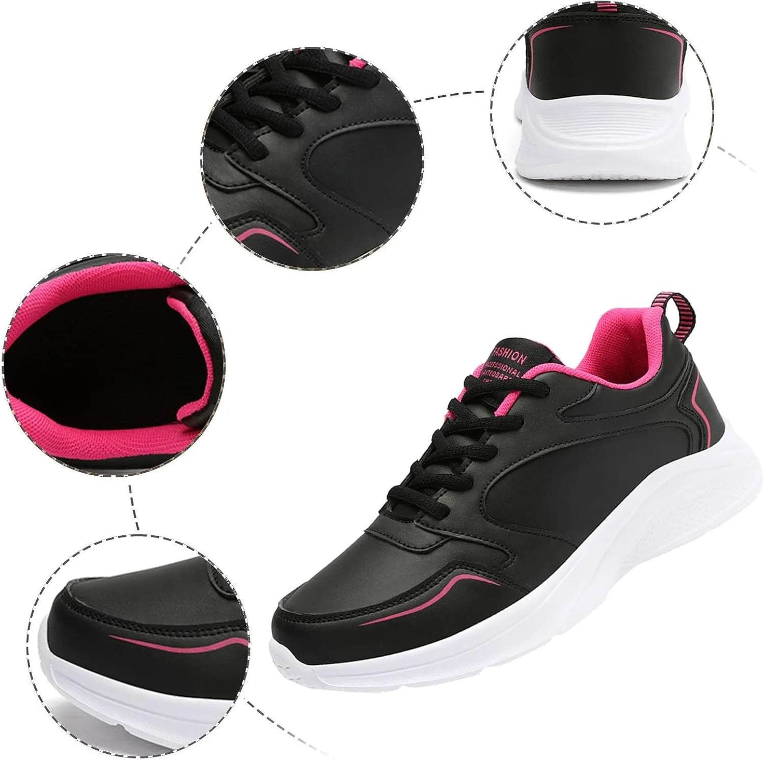 Women's Slip on Walking Shoes Comfy PU Leather Non Slip Arch Support Running Shoes Breathable Mesh Sports Workout Tennis Shoes Lightweight Fashion Sneakers