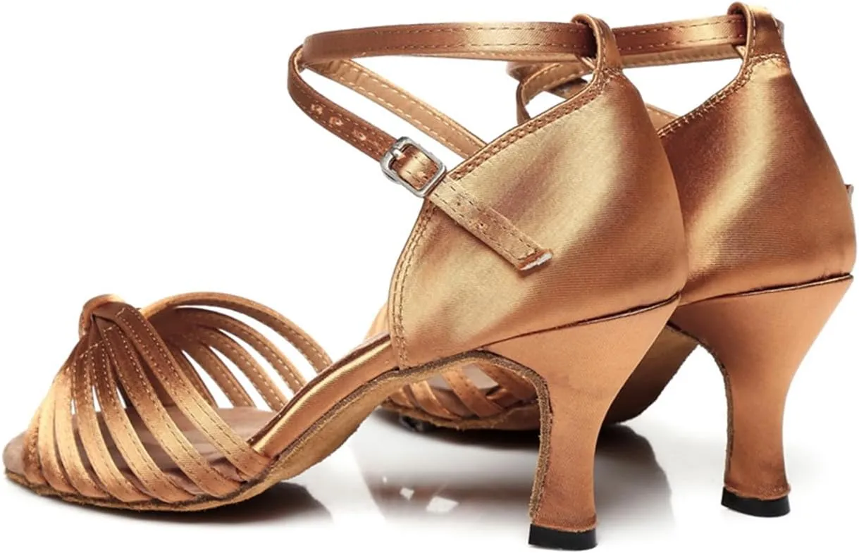 Women's Stylish Peep Toe Satin Ballroom Tango Party Wedding Prom Professional Dance Shoes
