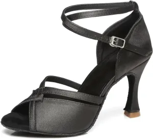 Women's Stylish Peep Toe Satin Ballroom Tango Party Wedding Prom Professional Dance Shoes