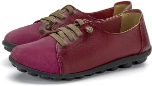 Women's Suede Casual Flat Oxford Shoes Round Toe Soft Sole Non-Slip Work Dress Lace-Up Shoes Comfortable Non-Slip Walking Mom Shoes