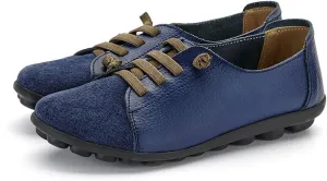 Women's Suede Casual Flat Oxford Shoes Round Toe Soft Sole Non-Slip Work Dress Lace-Up Shoes Comfortable Non-Slip Walking Mom Shoes