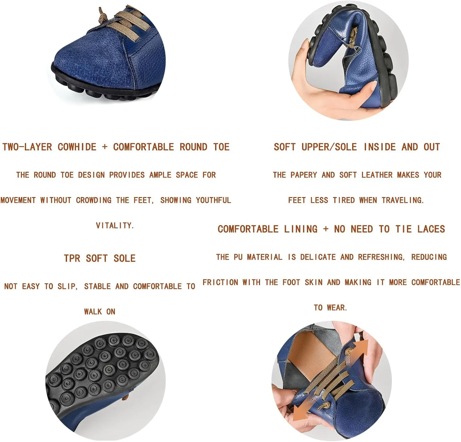 Women's Suede Casual Flat Oxford Shoes Round Toe Soft Sole Non-Slip Work Dress Lace-Up Shoes Comfortable Non-Slip Walking Mom Shoes