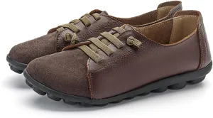 Women's Suede Casual Flat Oxford Shoes Round Toe Soft Sole Non-Slip Work Dress Lace-Up Shoes Comfortable Non-Slip Walking Mom Shoes