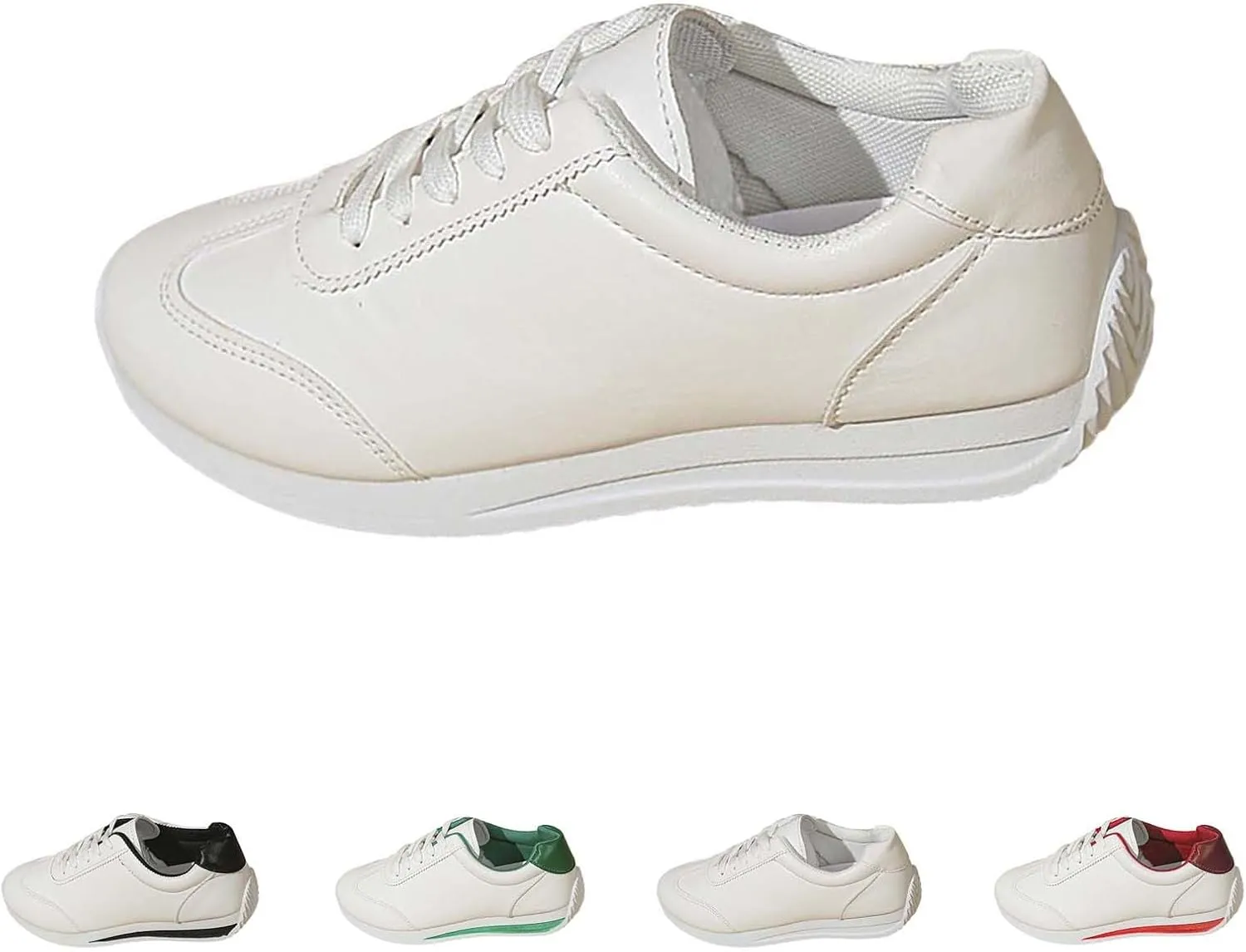 Womens Workout Shoes Fashion Lace Up Faux Leather Non Slip Sneakers Comfortable Casual Walking Running Athletic Shoes