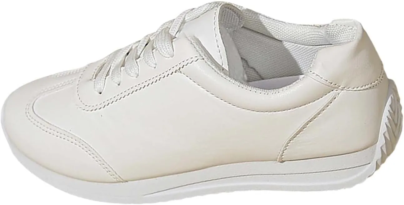 Womens Workout Shoes Fashion Lace Up Faux Leather Non Slip Sneakers Comfortable Casual Walking Running Athletic Shoes