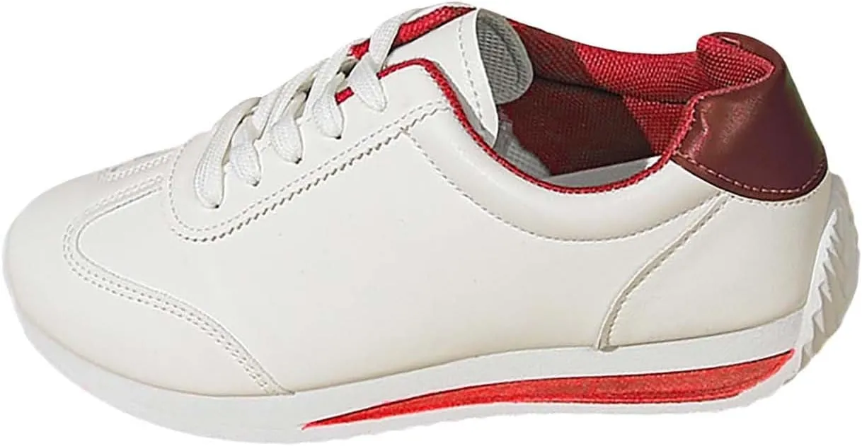Womens Workout Shoes Fashion Lace Up Faux Leather Non Slip Sneakers Comfortable Casual Walking Running Athletic Shoes
