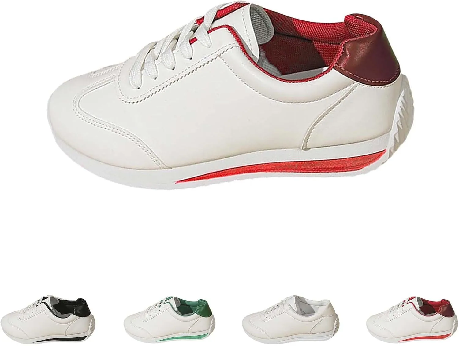 Womens Workout Shoes Fashion Lace Up Faux Leather Non Slip Sneakers Comfortable Casual Walking Running Athletic Shoes