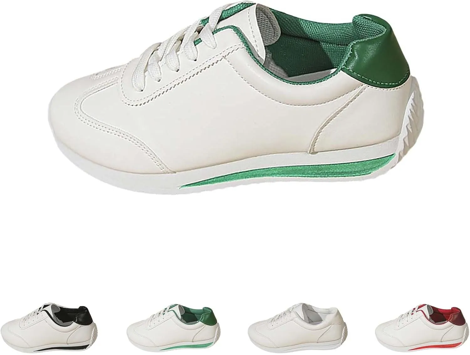 Womens Workout Shoes Fashion Lace Up Faux Leather Non Slip Sneakers Comfortable Casual Walking Running Athletic Shoes