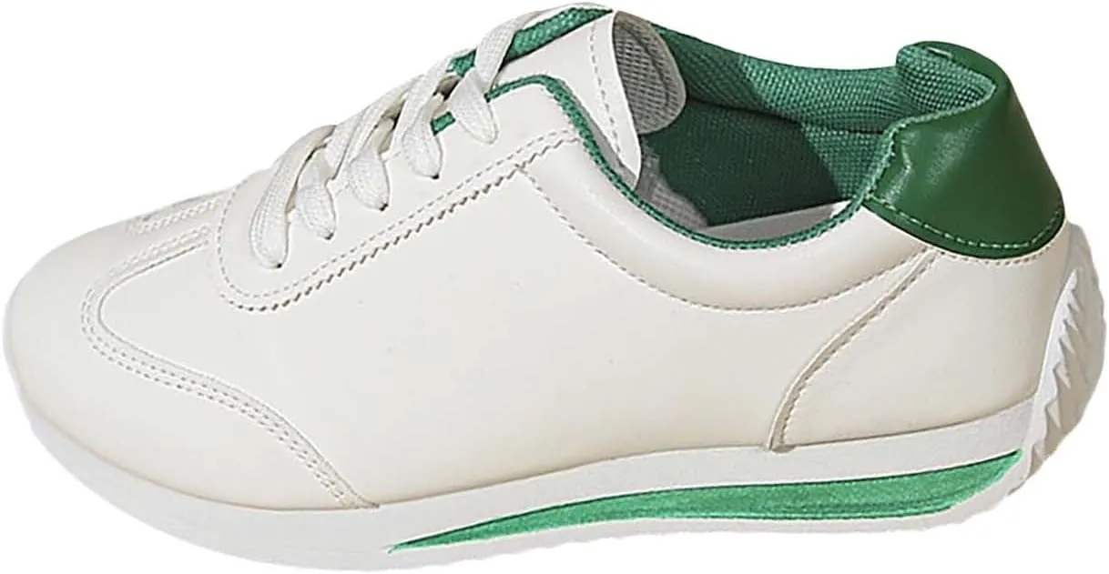 Womens Workout Shoes Fashion Lace Up Faux Leather Non Slip Sneakers Comfortable Casual Walking Running Athletic Shoes
