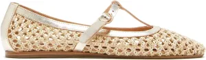 Women's Woven Mesh Ballet Flats Closed Round Toe Mary Jane Shoes with Adjustable Strap Buckle Comfortable Raffie Ballerinas Shoes