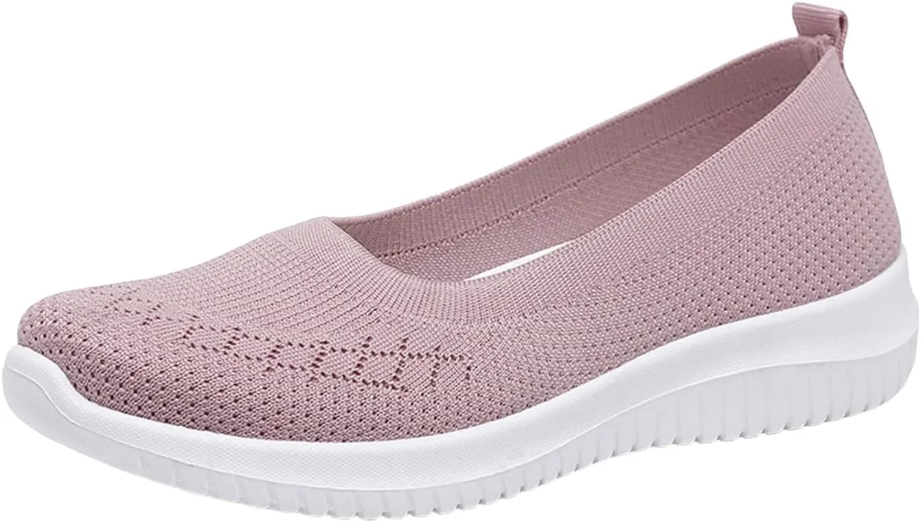 Womens Woven Orthopedic Breathable Soft Shoes Go Walking Womens Breathable Walking Shoes Slip On Mesh Knitted Flats Gym Sneakers Lightweight Casual Easy Shoe Arch Support Orthopedic Flat Footwear
