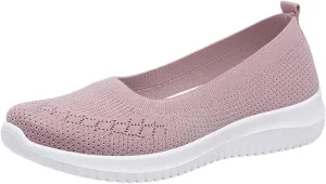 Womens Woven Orthopedic Breathable Soft Shoes Go Walking Womens Breathable Walking Shoes Slip On Mesh Knitted Flats Gym Sneakers Lightweight Casual Easy Shoe Arch Support Orthopedic Flat Footwear