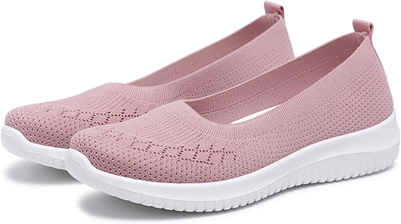Womens Woven Orthopedic Breathable Soft Shoes Go Walking Womens Breathable Walking Shoes Slip On Mesh Knitted Flats Gym Sneakers Lightweight Casual Easy Shoe Arch Support Orthopedic Flat Footwear